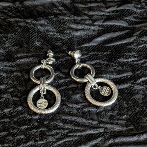 Miss Sixty Stainless Steel Textured Chandelier Earrings Vintage Y2K 2000s